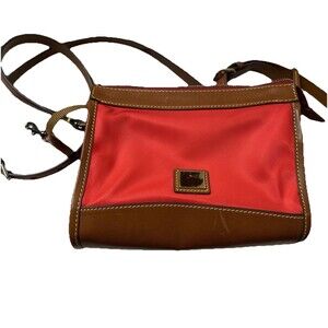 Dooney & Bourke Bag Wayfarer Flap Crossbody Red Nylon Strap Leather Snap Light